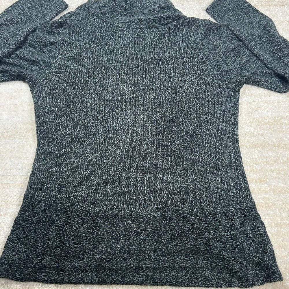 Karen Scott Cardigan Womens L Shawl Collar Open Front Knit Cozy Gray Cable Hem - Picture 6 of 9